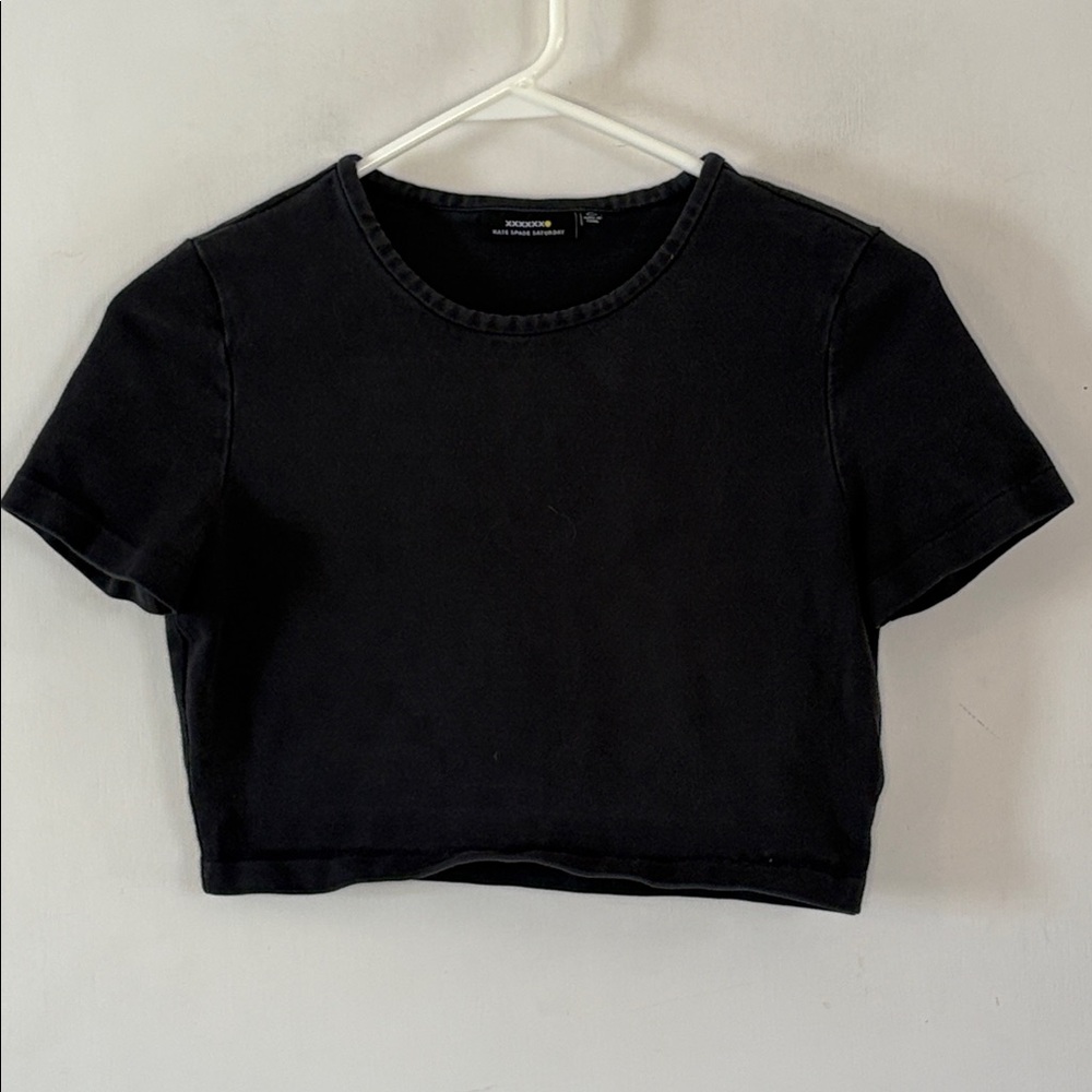 Kate Spade Saturday black short knit top Size Small